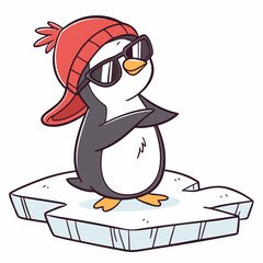 Penguin with hat and sunglasses
