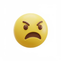 Fototapeta premium Yellow angry emoji face 3D Icon isolated on white background