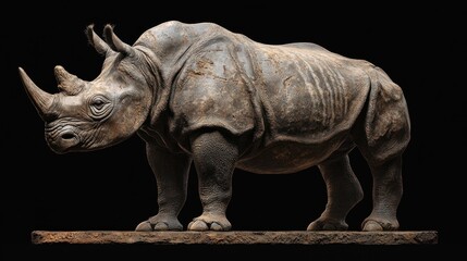 Obraz premium Majestic Rhino Sculpture: A 3D Render of a Powerful Rhinoceros