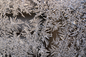 Abstract frosty pattern on glass, background texture