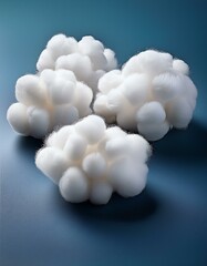 Soft, fluffy cotton balls against a serene blue backdrop.