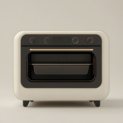 Obraz premium Stylish Off White Compact Oven with Curved Design and Black Interior Texture