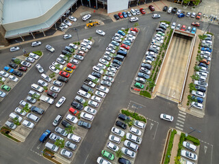parking lot aerial view Gaborone, Botswana, lot of cars parked outdoors