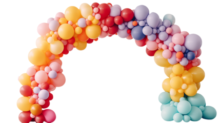 Colorful Balloon Arch for Party Decoration  isolated on transparent background