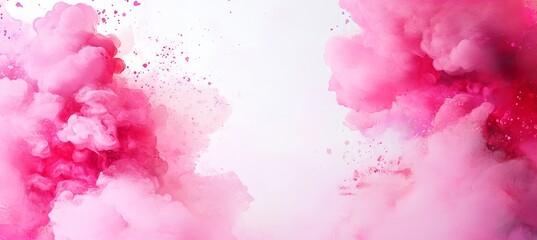 Fototapeta premium Abstract Pink Smoke, Paint, Ink Burst Motion, Movement, Flow on White Background, Copy Space