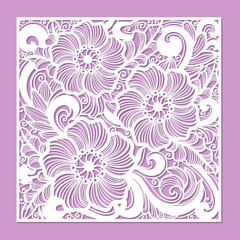 Floral composition with orchids. Template for laser cutting from any materials. For design of wedding invitations, envelopes, decorative panels, stencils, etc. Vector