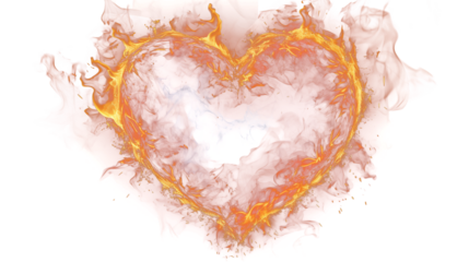 Abstract Burning Heart Shape isolated on transparent background