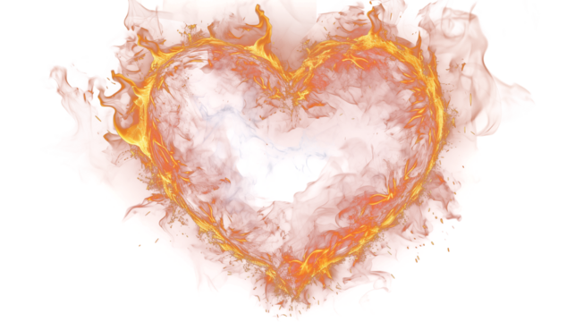 Abstract Burning Heart Shape isolated on transparent background