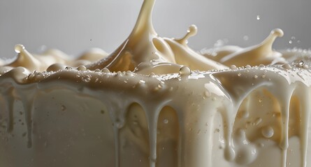 Obraz premium Milk overflowing and splash in cup