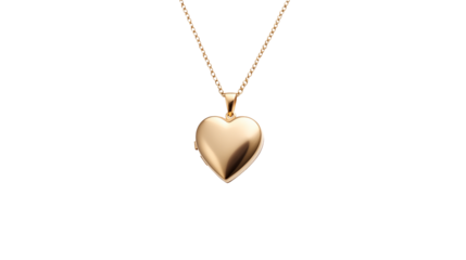 Heart-Shaped Gold Locket Necklace  Perfect for Valentine's Day isolated on transparent background