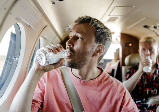 A group of friends on a private jet