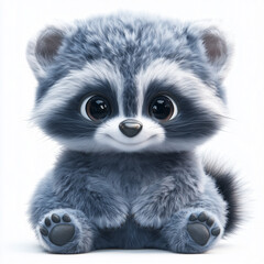 Obraz premium Endearing Silver Raccoon Plush Toy with No Background