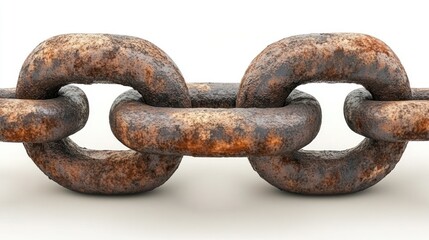 Fototapeta premium Close up view of weathered rusted chain links illustrating industrial design and deterioration over time