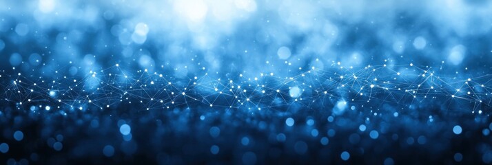 Obraz premium Vibrant blue backdrop filled with glowing particles conveying a sense of depth and movement