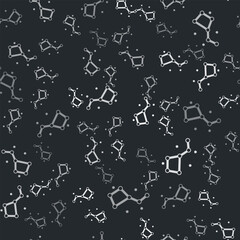 Grey Great Bear constellation icon isolated seamless pattern on black background. Vector
