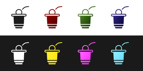 Set Beer pong game icon isolated on black and white background. Alcohol party game. Vector