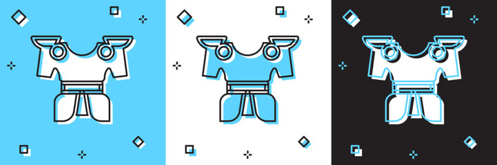 Set Body armor icon isolated on blue and white, black background. Vector