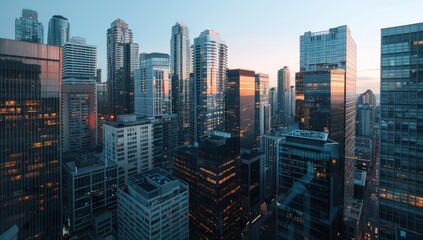 Obraz premium Cityscape with Skyscrapers at Sunset