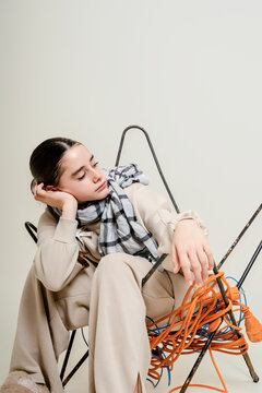 Fashionable Girl and Chair