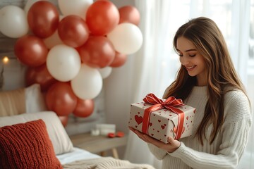 Person holding a present, radiating excitement and love


