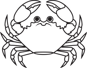  A black line art illustration of a crab