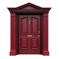 Maroon Matte Swinging Door Icon on Minimalist White Background