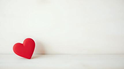Fototapeta premium greeting card with a red heart and space for text on a wooden background