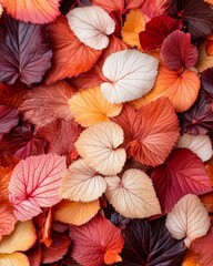 Vibrant Autumn Leaves Collection Red Orange Burgundy Fall Foliage Texture Background