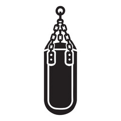 Hanging Punching Bag Silhouette Fitness Vector Illustration