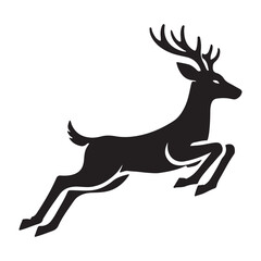 Dynamic Jumping Deer Silhouette in Motion