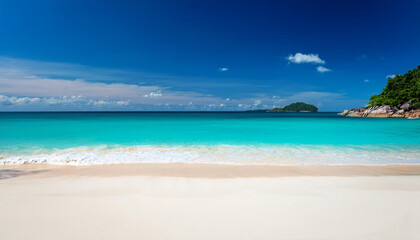 Fototapeta premium white sand seaside and blue sea at andaman sea
