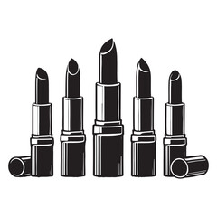 Collection of Classic Black and White Lipstick Silhouettes