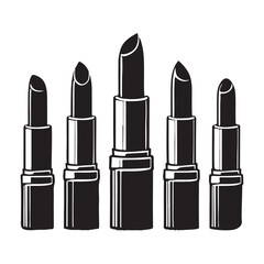 Lipstick Set Silhouette Vector Illustration