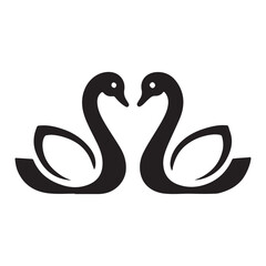 Elegant Swans Couple Silhouette Vector Illustration
