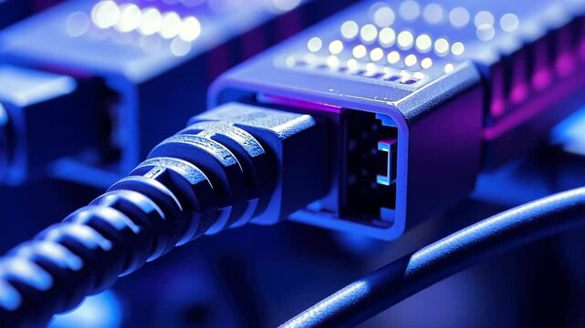 A blue cable with a white plug on the end