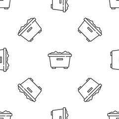 Grey line Trash can icon isolated seamless pattern on white background. Garbage bin sign. Recycle basket icon. Office trash icon. Vector