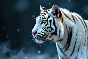 Striking White Tiger in Snowy Landscape