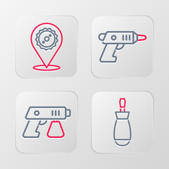 Set line Screwdriver, Paint spray gun, Electric cordless screwdriver and Circular saw blade icon. Vector
