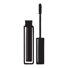 Silhouette Illustration of Mascara and Applicator