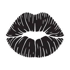 Bold Black Kiss Mark Silhouette Illustration