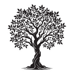 Obraz premium Silhouette Illustration of a Majestic Olive Tree