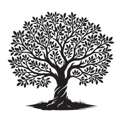 Detailed Olive Tree Silhouette Vector Graphic