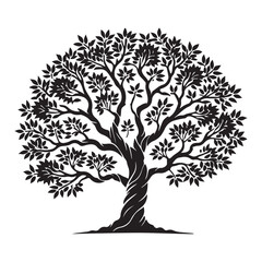 Intricate Twisted Tree Trunk Silhouette Vector Illustration