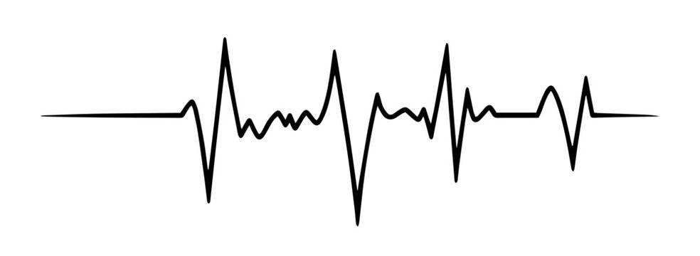 hand-drawn heartbeat signal in continuous line style, monochrome vecto