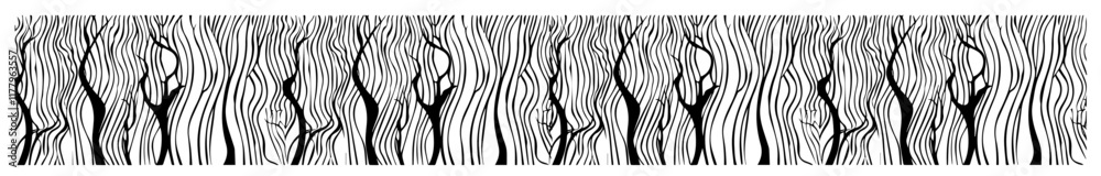 Wall mural artistic vector design of minimalist abstract trees in monochrome