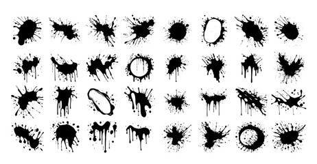 detailed black and white vector of ink splashes with organic texture