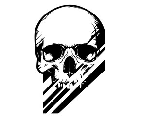 creative monochrome artwork of a skull with striking linear elements