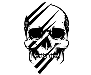 creative monochrome artwork of a skull with striking linear elements