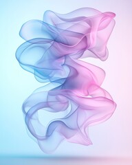 Abstract Pastel Pink and Blue Swirling Fabric Elegant Flowing Textile Design Soft Light Background