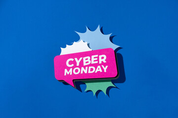 Bright Cyber Monday Sign On Blue Background Promoting Sales